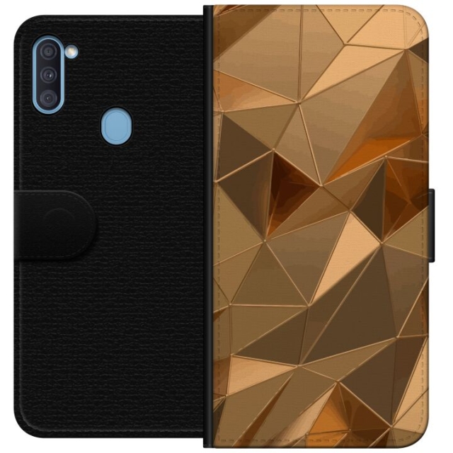 Wallet case for Samsung Galaxy A11 with 3D Gold design