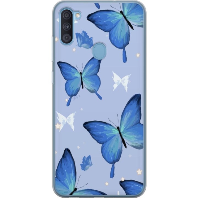 Mobile case for Samsung Galaxy A11 with Blue butterflies design