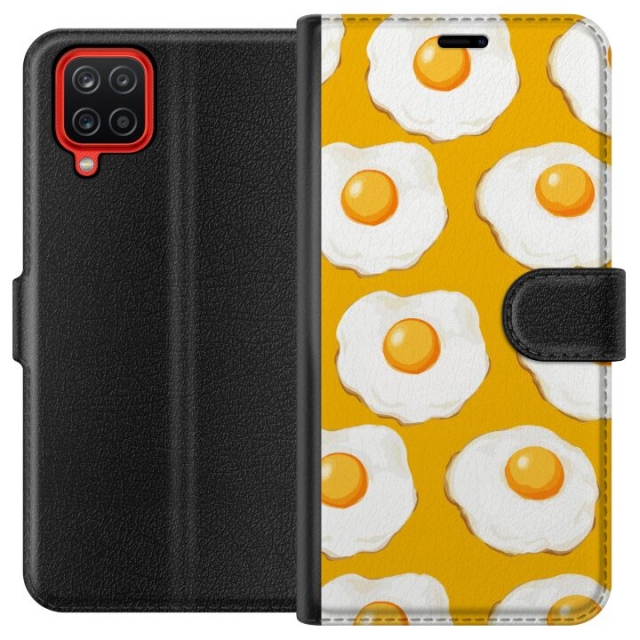 Wallet case for Samsung Galaxy A12 with Fried egg design