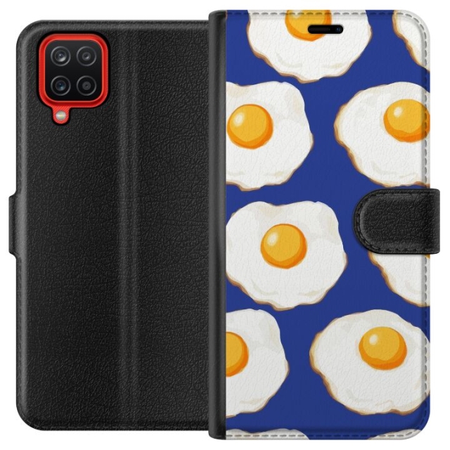 Wallet case for Samsung Galaxy A12 with Fried eggs design