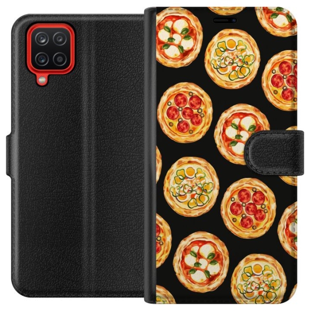 Wallet case for Samsung Galaxy A12 with Pizza design