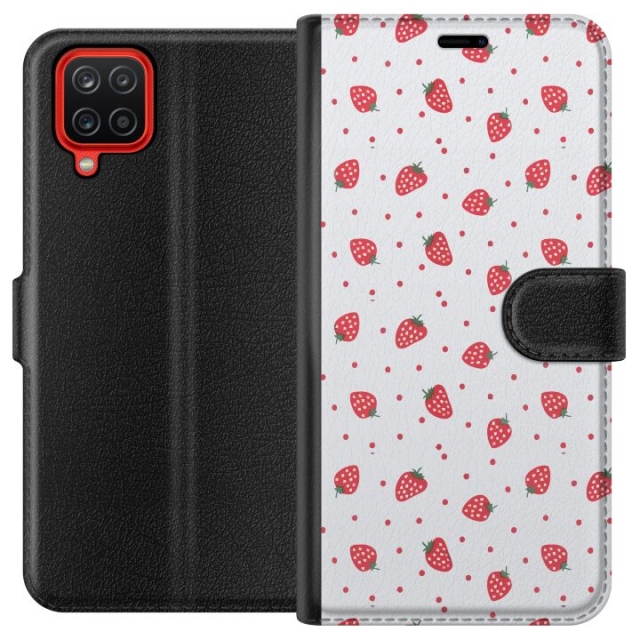 Wallet case for Samsung Galaxy A12 with Strawberries design