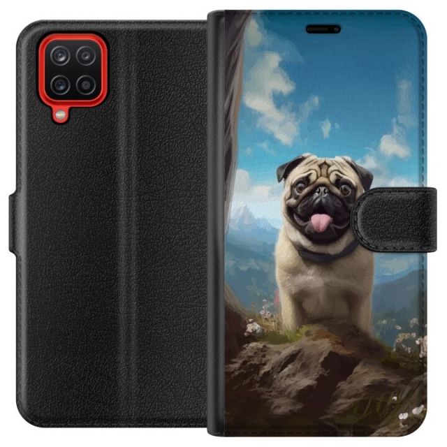 Wallet case for Samsung Galaxy A12 with Happy Dog design