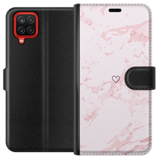 Wallet case for Samsung Galaxy A12 with Pink Heart design