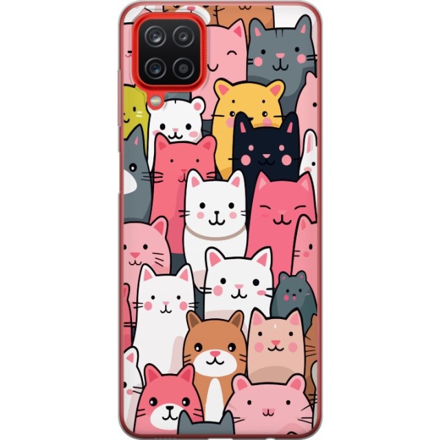 Mobile case for Samsung Galaxy A12 with Cat pattern design