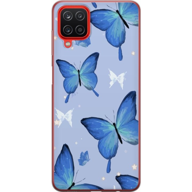 Mobile case for Samsung Galaxy A12 with Blue butterflies design