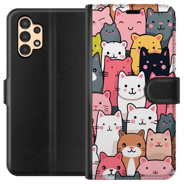 Wallet case for Samsung Galaxy A13 with Cat pattern design