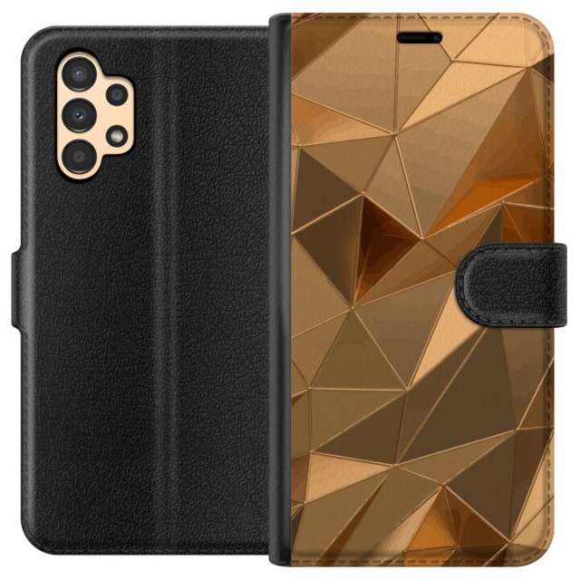 Wallet case for Samsung Galaxy A13 with 3D Gold design