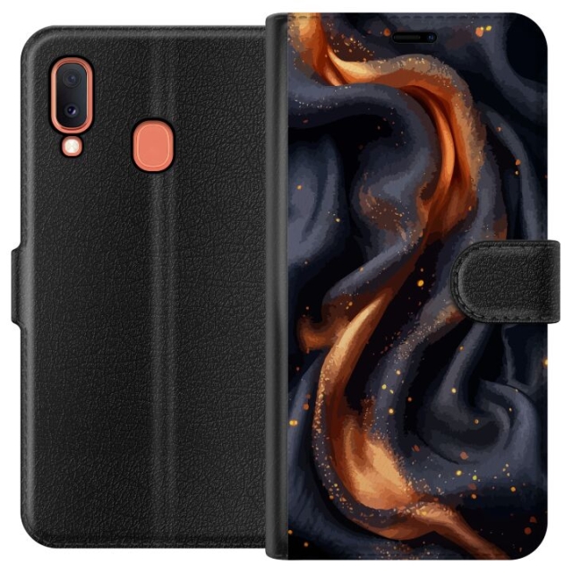 Wallet case for Samsung Galaxy A20e with Fiery silk design