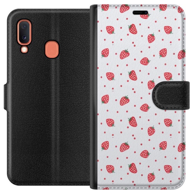 Wallet case for Samsung Galaxy A20e with Strawberries design