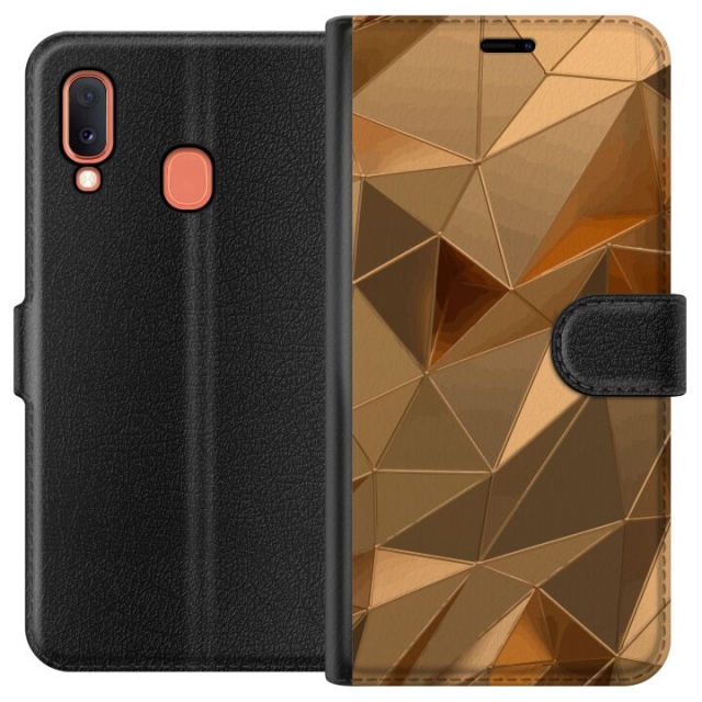 Wallet case for Samsung Galaxy A20e with 3D Gold design