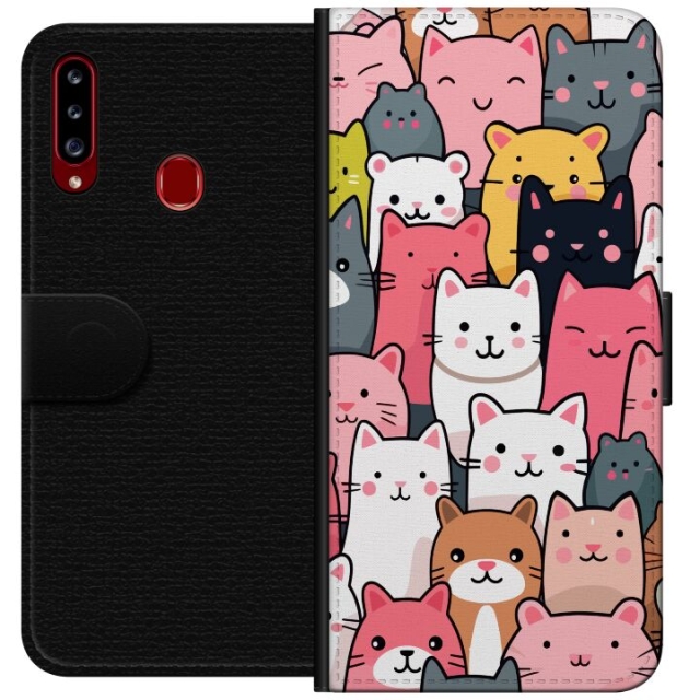 Wallet case for Samsung Galaxy A20s with Cat pattern design