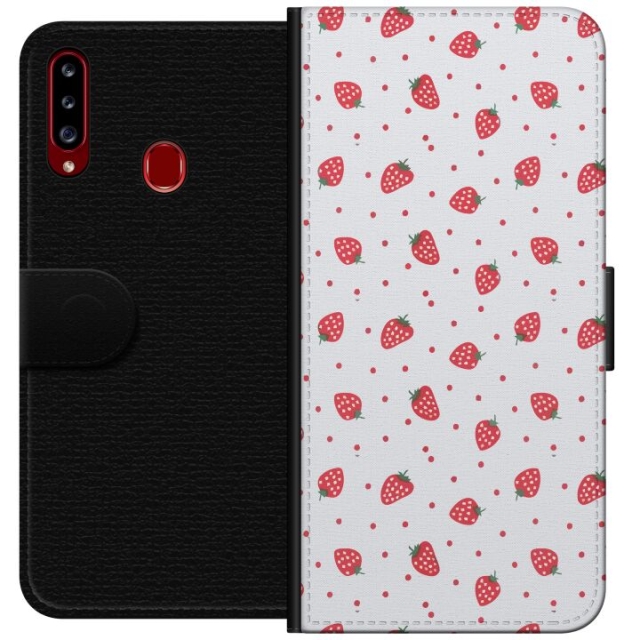 Wallet case for Samsung Galaxy A20s with Strawberries design
