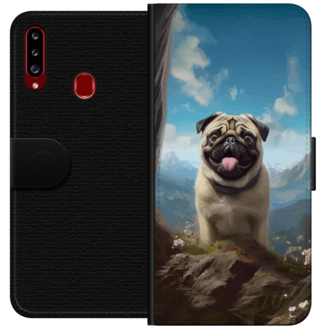Wallet case for Samsung Galaxy A20s with Happy Dog design