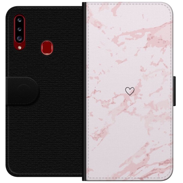 Wallet case for Samsung Galaxy A20s with Pink Heart design