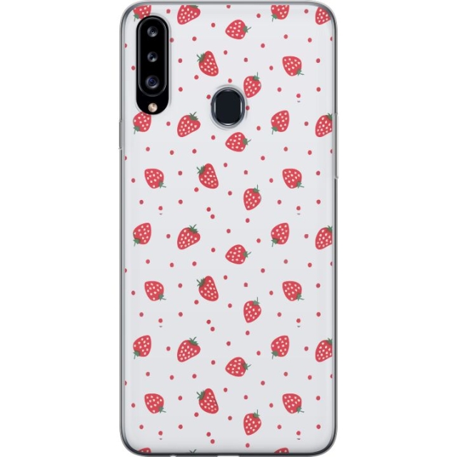 Mobile case for Samsung Galaxy A20s with Strawberries design