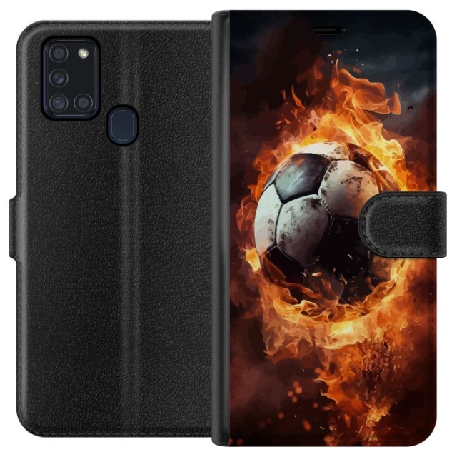 Wallet case for Samsung Galaxy A21s with Football design