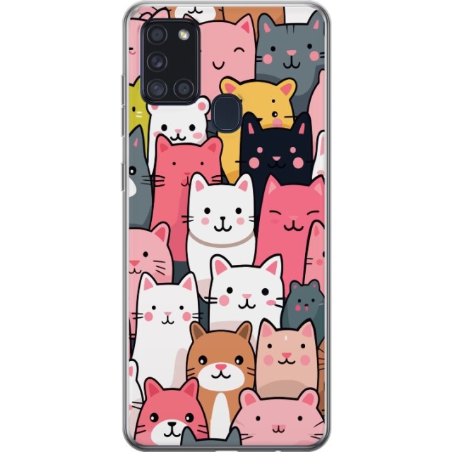 Mobile case for Samsung Galaxy A21s with Cat pattern design