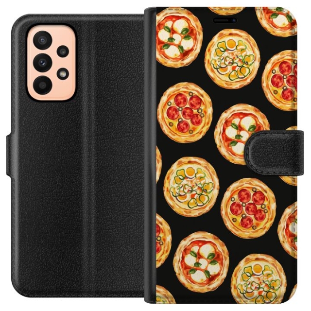 Wallet case for Samsung Galaxy A23 with Pizza design