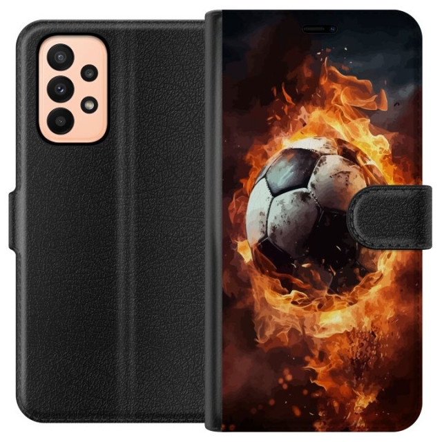 Wallet case for Samsung Galaxy A23 with Football design
