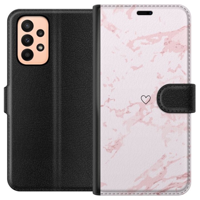 Wallet case for Samsung Galaxy A23 with Pink Heart design