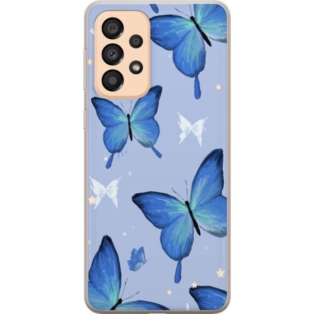 Mobile case for Samsung Galaxy A33 5G with Blue butterflies design