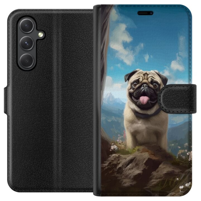 Wallet case for Samsung Galaxy A35 with Happy Dog design
