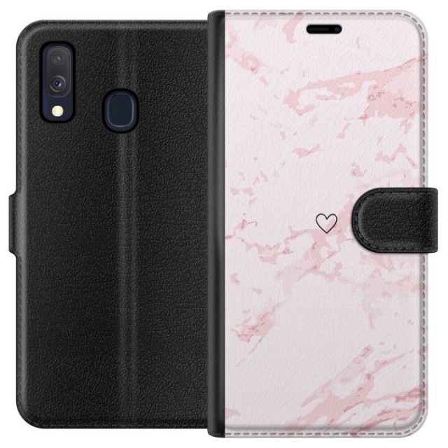 Wallet case for Samsung Galaxy A40 with Pink Heart design