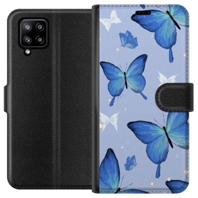 Wallet case for Samsung Galaxy A42 5G with Blue butterflies design