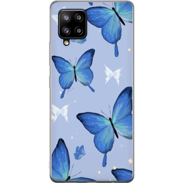 Mobile case for Samsung Galaxy A42 5G with Blue butterflies design