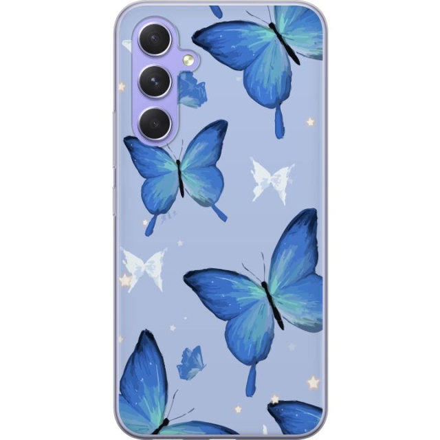 Mobile case for Samsung Galaxy A54 with Blue butterflies design