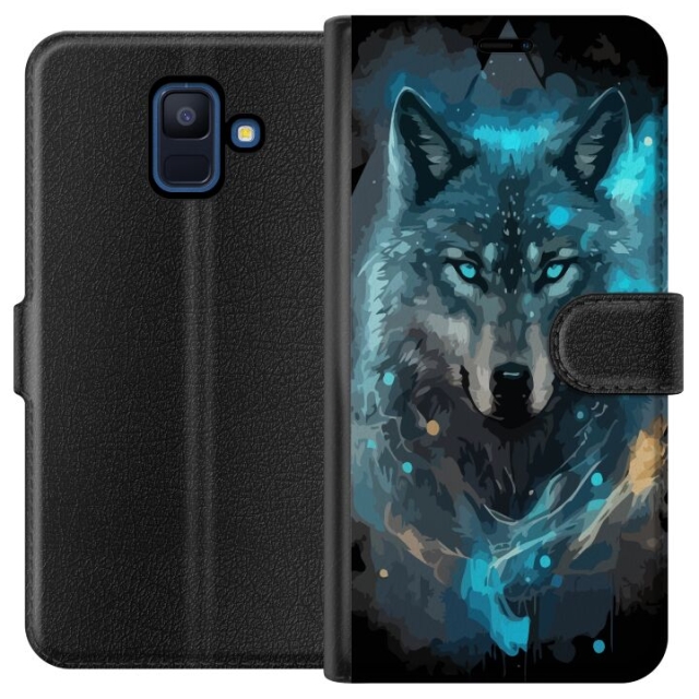 Wallet case for Samsung Galaxy A6 (2018) with Wolf design