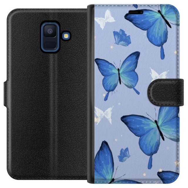 Wallet case for Samsung Galaxy A6 (2018) with Blue butterflies design