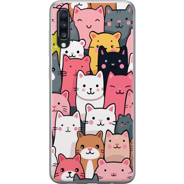 Mobile case for Samsung Galaxy A70 with Cat pattern design