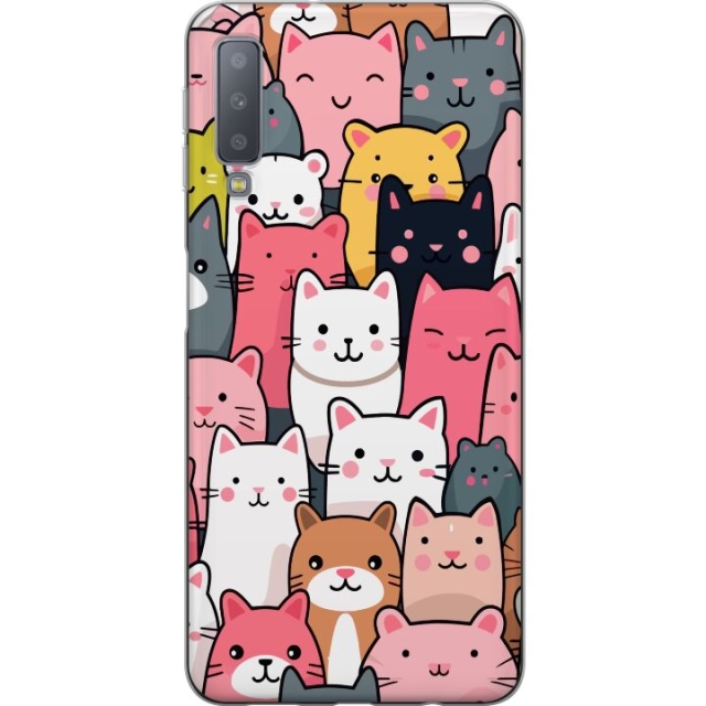 Mobile case for Samsung Galaxy A7 (2018) with Cat pattern design
