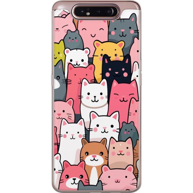 Mobile case for Samsung Galaxy A80 with Cat pattern design