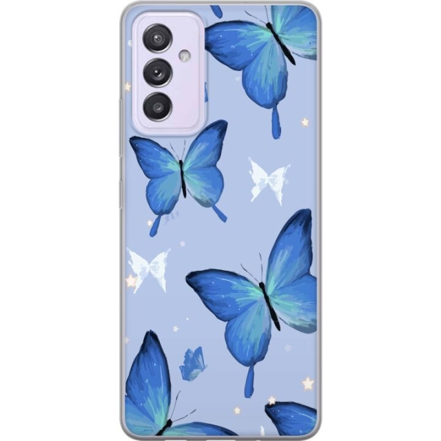 Mobile case for Samsung Galaxy A82 5G with Blue butterflies design