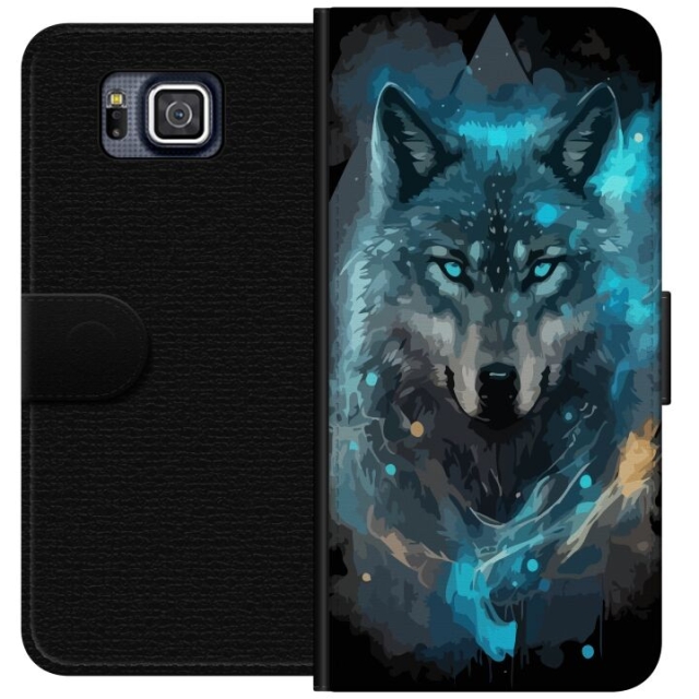 Wallet case for Samsung Galaxy Alpha with Wolf design