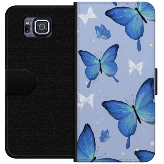 Wallet case for Samsung Galaxy Alpha with Blue butterflies design