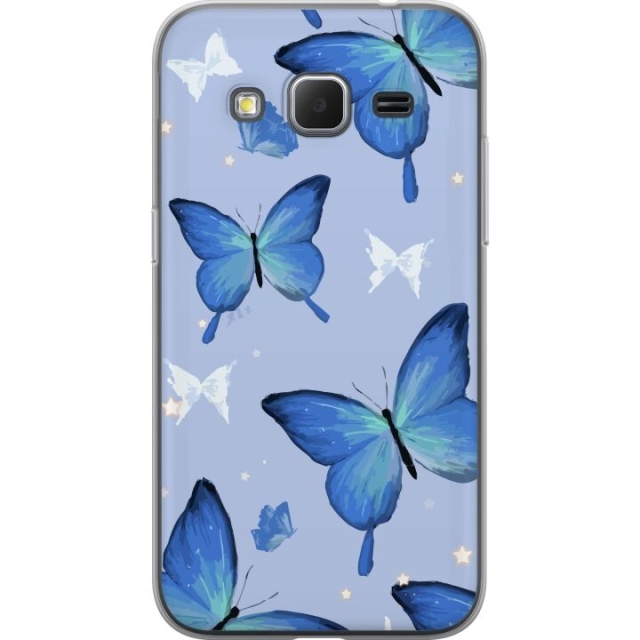 Mobile case for Samsung Galaxy Core Prime with Blue butterflies design