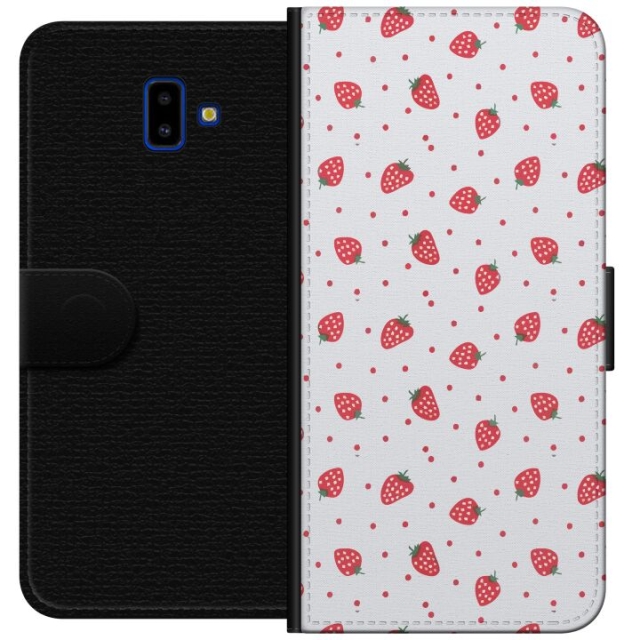 Wallet case for Samsung Galaxy J6+ with Strawberries design