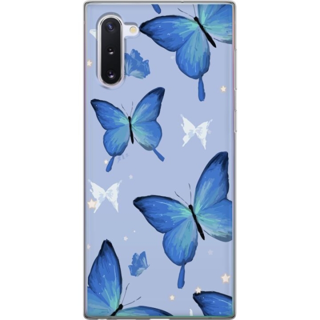Mobile case for Samsung Galaxy Note10 with Blue butterflies design