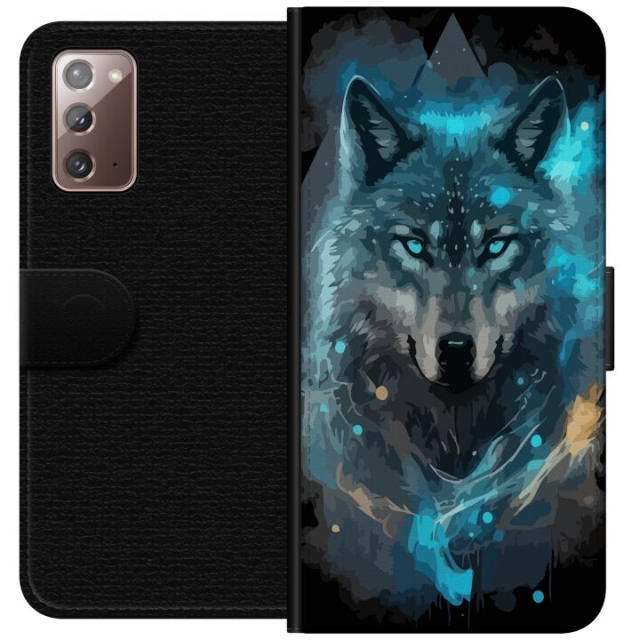 Wallet case for Samsung Galaxy Note20 with Wolf design