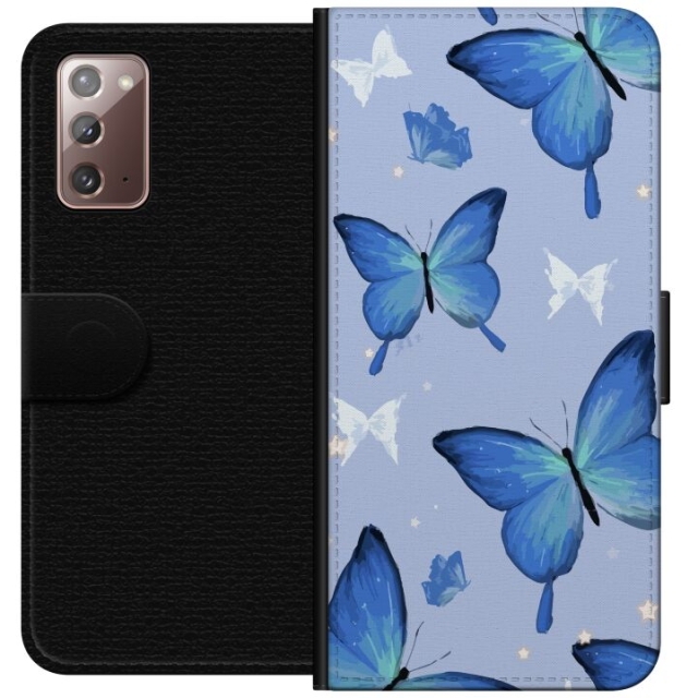 Wallet case for Samsung Galaxy Note20 with Blue butterflies design