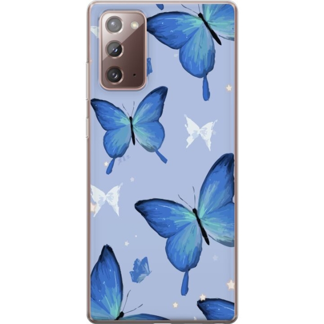 Mobile case for Samsung Galaxy Note20 with Blue butterflies design