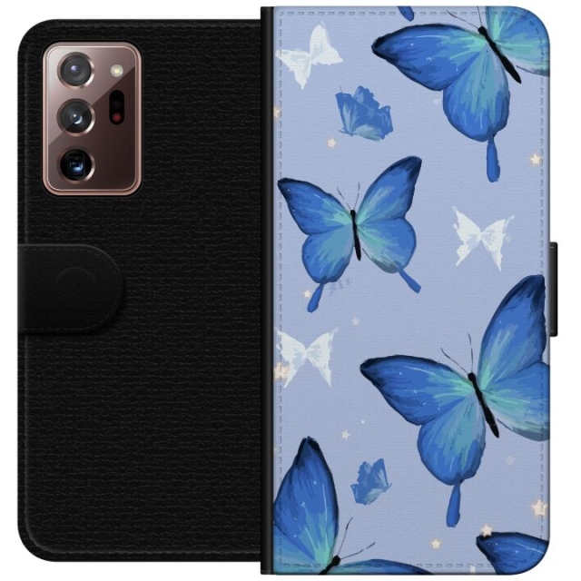Wallet case for Samsung Galaxy Note20 Ultra with Blue butterflies design
