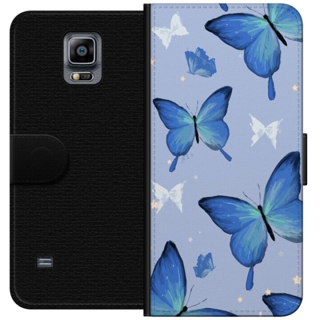Wallet case for Samsung Galaxy Note 4 with Blue butterflies design
