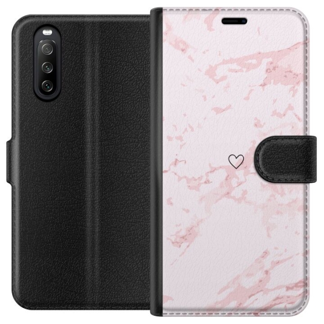 Wallet case for Sony Xperia 10 III with Pink Heart design