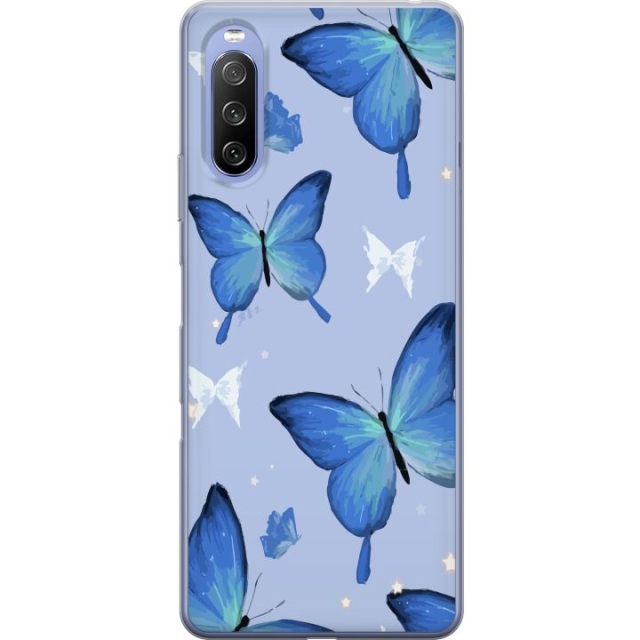 Mobile case for Sony Xperia 10 III with Blue butterflies design