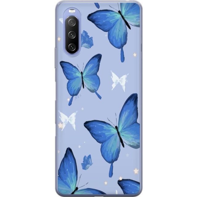 Mobile case for Sony Xperia 10 III Lite with Blue butterflies design